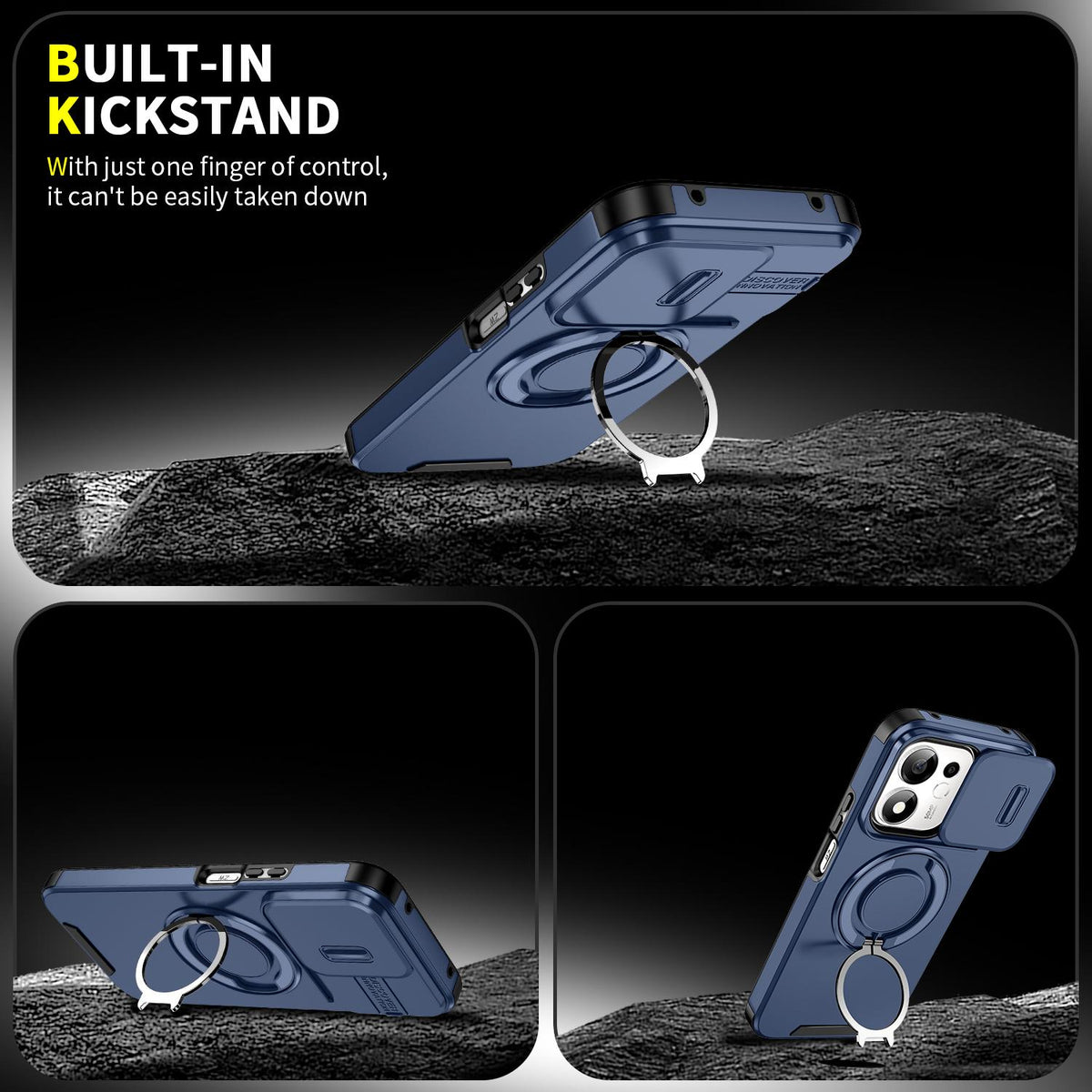 For Honor 600 Smart 5G Sliding Camshield Ring Holder Phone Case - Blue - EDA010162801F
