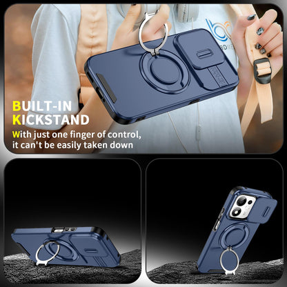 For Honor 600 Smart 5G Sliding Camshield Ring Holder Phone Case - Blue - EDA010162801F