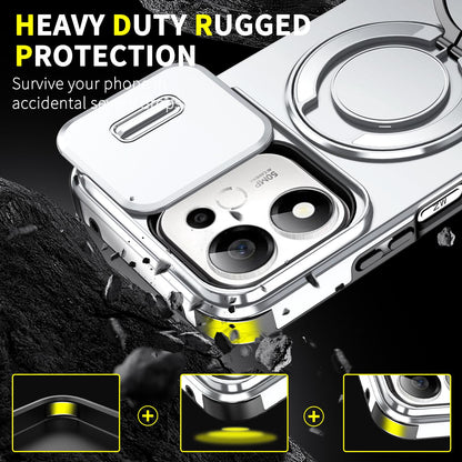 For Honor 600 Smart 5G Sliding Camshield Ring Holder Phone Case - Silver - EDA010162801G