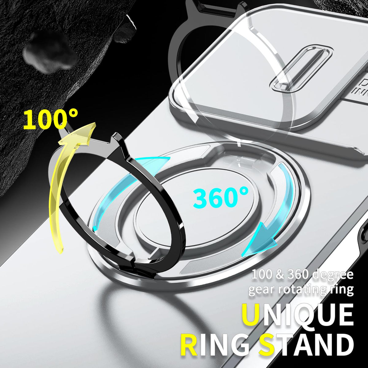 For Honor 600 Smart 5G Sliding Camshield Ring Holder Phone Case - Silver - EDA010162801G
