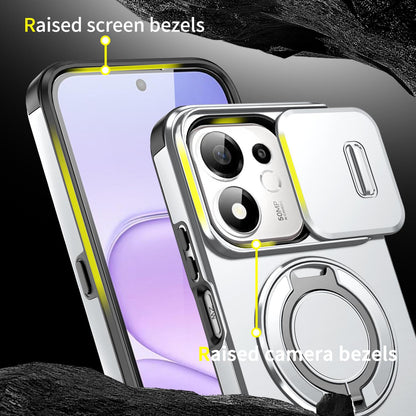 For Honor 600 Smart 5G Sliding Camshield Ring Holder Phone Case - Silver - EDA010162801G