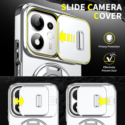 For Honor 600 Smart 5G Sliding Camshield Ring Holder Phone Case - Silver - EDA010162801G