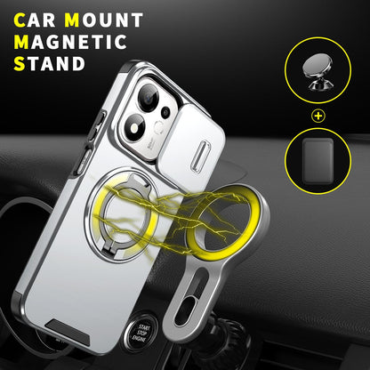 For Honor 600 Smart 5G Sliding Camshield Ring Holder Phone Case - Silver - EDA010162801G