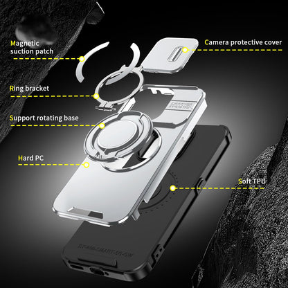 For Honor 600 Smart 5G Sliding Camshield Ring Holder Phone Case - Silver - EDA010162801G