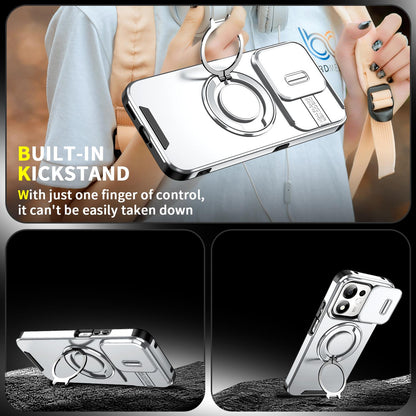For Honor 600 Smart 5G Sliding Camshield Ring Holder Phone Case - Silver - EDA010162801G