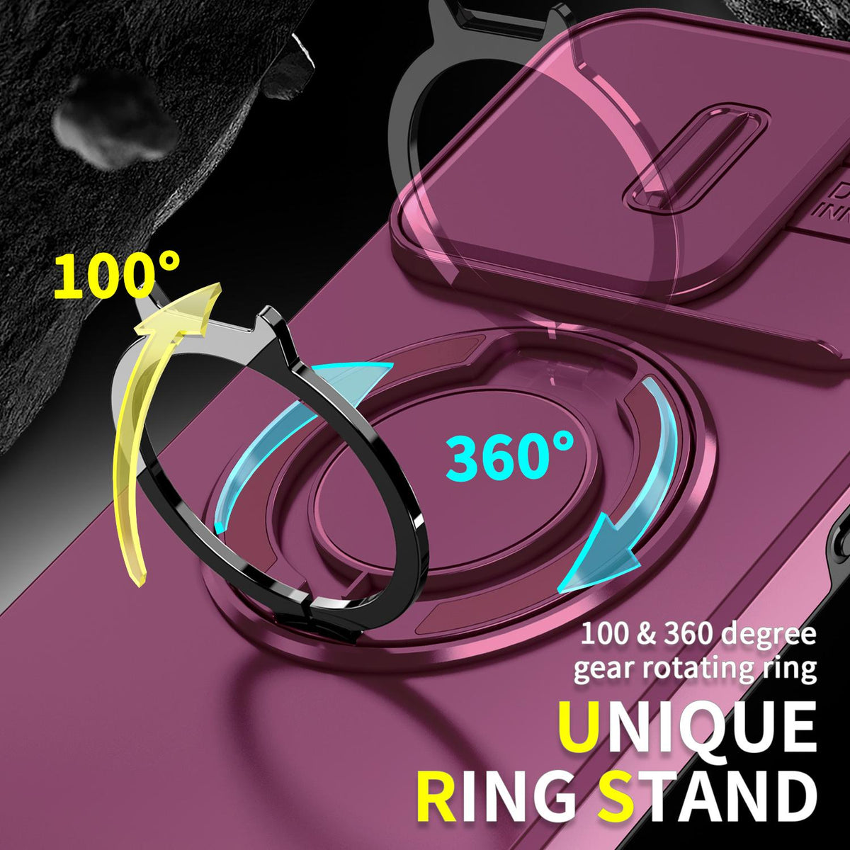 For Honor 600 Smart 5G Sliding Camshield Ring Holder Phone Case - Cherry Red - EDA010162801H