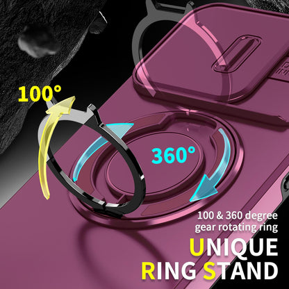 For Honor 600 Smart 5G Sliding Camshield Ring Holder Phone Case - Cherry Red - EDA010162801H