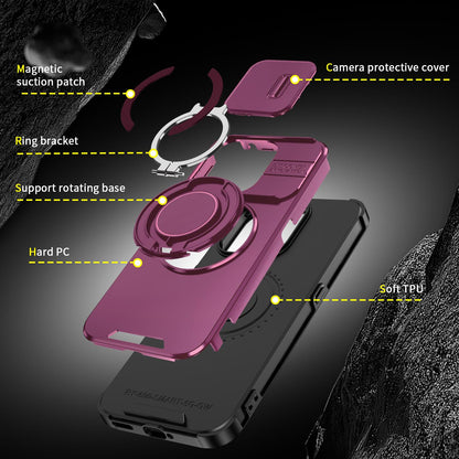 For Honor 600 Smart 5G Sliding Camshield Ring Holder Phone Case - Cherry Red - EDA010162801H