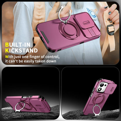 For Honor 600 Smart 5G Sliding Camshield Ring Holder Phone Case - Cherry Red - EDA010162801H