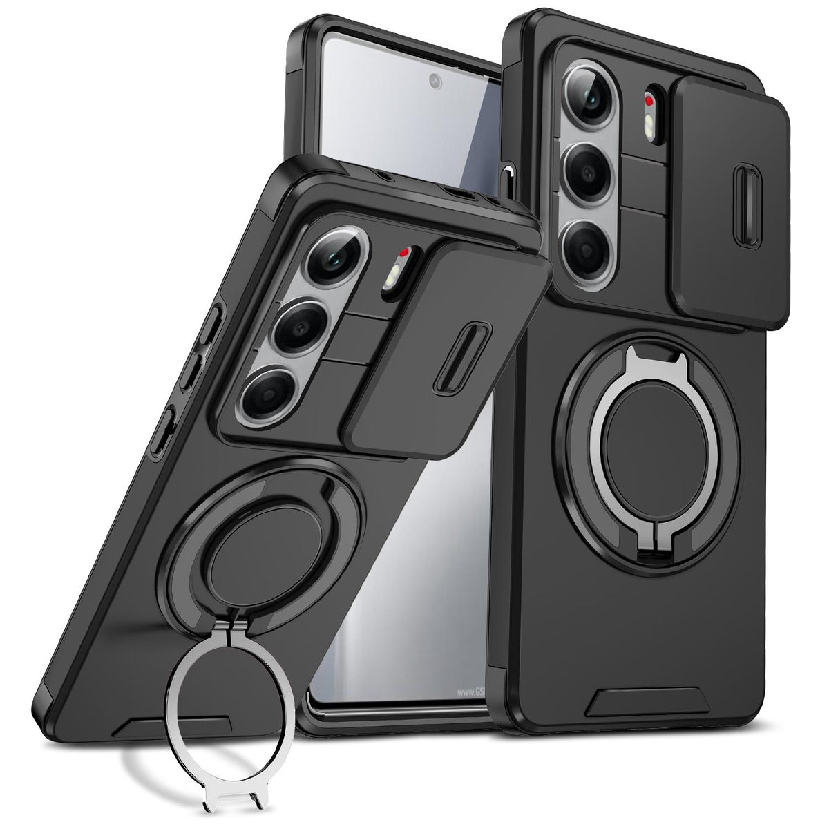 For Tecno Camon 40 Pro 4G Sliding Camshield Ring Holder Phone Case - Black - EDA010162901A