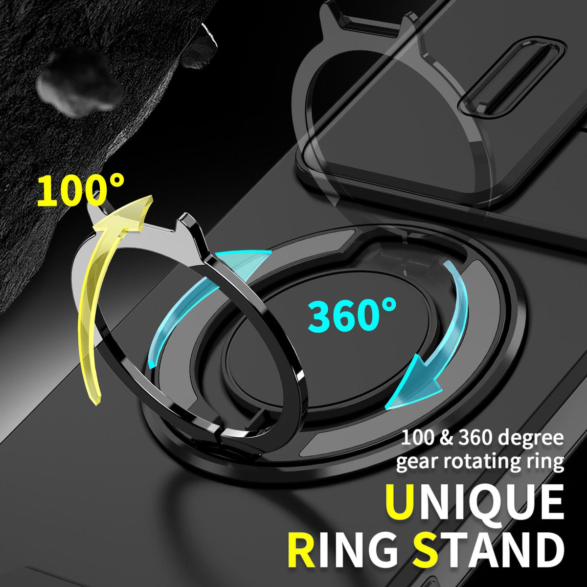 For Tecno Camon 40 Pro 4G Sliding Camshield Ring Holder Phone Case - Black - EDA010162901A