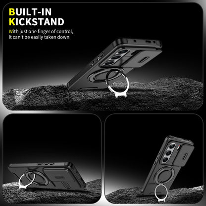 For Tecno Camon 40 Pro 4G Sliding Camshield Ring Holder Phone Case - Black - EDA010162901A