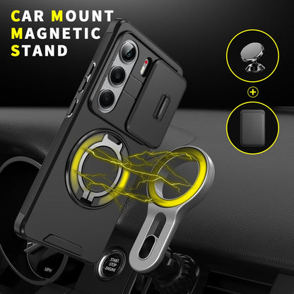 For Tecno Camon 40 Pro 4G Sliding Camshield Ring Holder Phone Case - Black - EDA010162901A