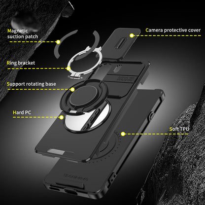 For Tecno Camon 40 Pro 4G Sliding Camshield Ring Holder Phone Case - Black - EDA010162901A
