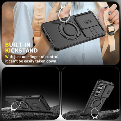 For Tecno Camon 40 Pro 4G Sliding Camshield Ring Holder Phone Case - Black - EDA010162901A