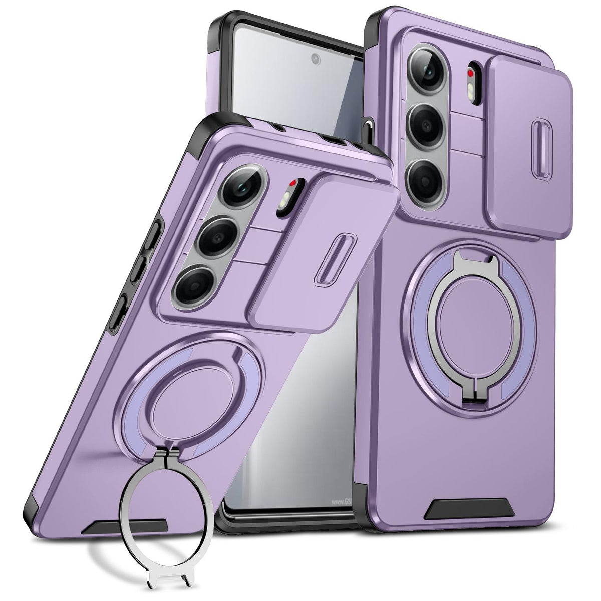 For Tecno Camon 40 Pro 4G Sliding Camshield Ring Holder Phone Case - Purple - EDA010162901B