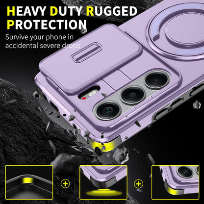 For Tecno Camon 40 Pro 4G Sliding Camshield Ring Holder Phone Case - Purple - EDA010162901B