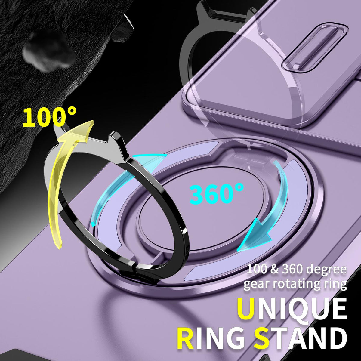 For Tecno Camon 40 Pro 4G Sliding Camshield Ring Holder Phone Case - Purple - EDA010162901B
