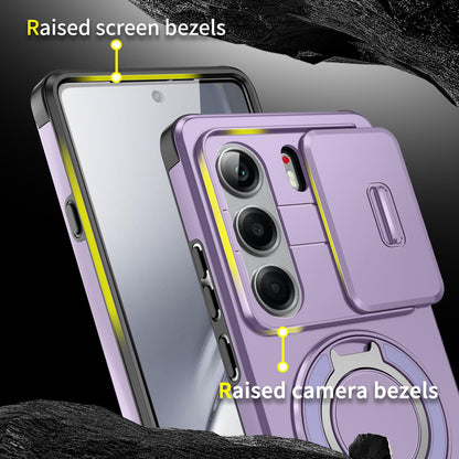 For Tecno Camon 40 Pro 4G Sliding Camshield Ring Holder Phone Case - Purple - EDA010162901B