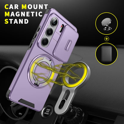 For Tecno Camon 40 Pro 4G Sliding Camshield Ring Holder Phone Case - Purple - EDA010162901B