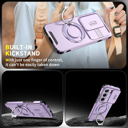 For Tecno Camon 40 Pro 4G Sliding Camshield Ring Holder Phone Case - Purple - EDA010162901B