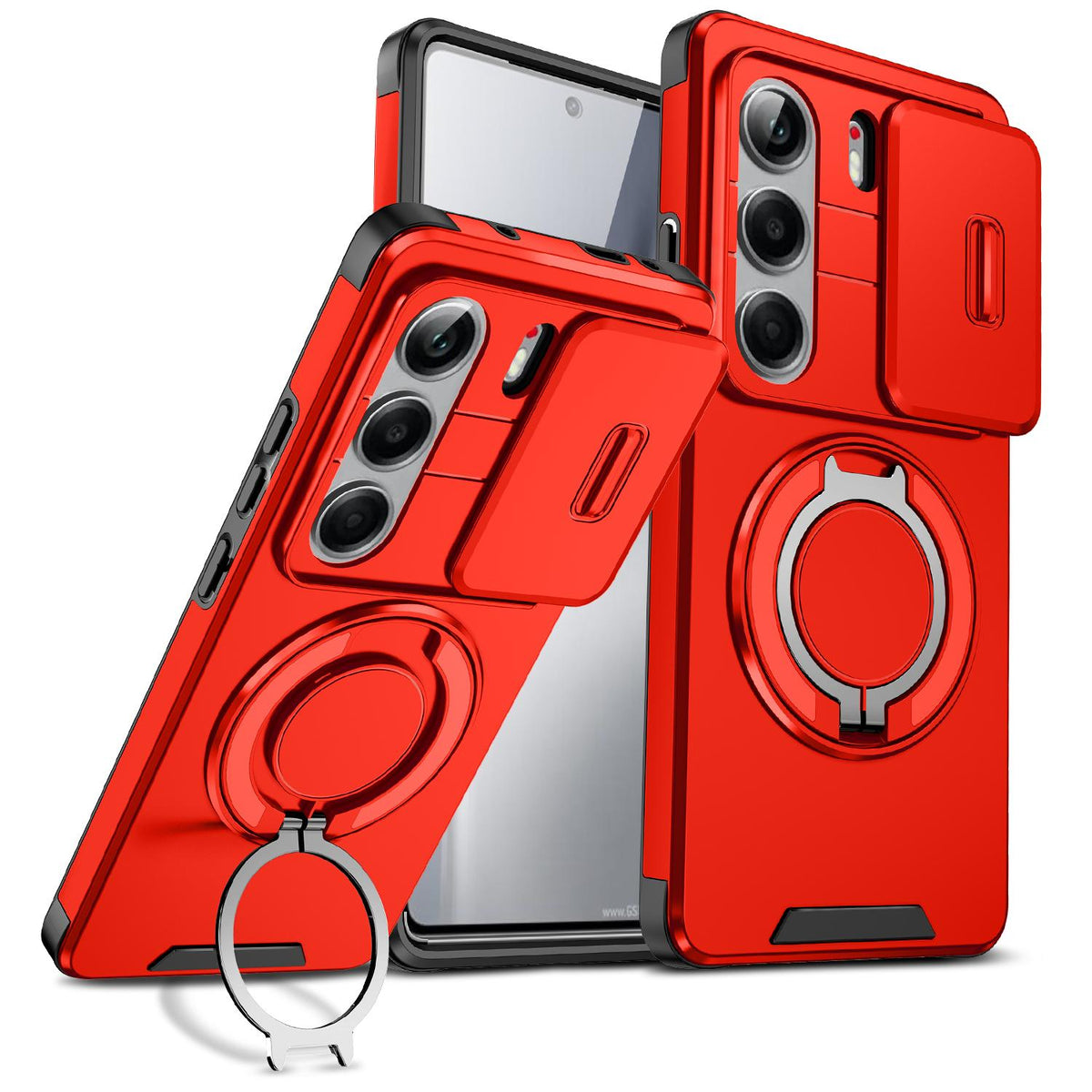 For Tecno Camon 40 Pro 4G Sliding Camshield Ring Holder Phone Case - Red - EDA010162901C