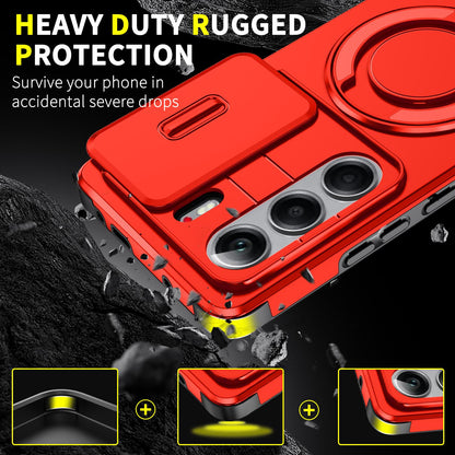 For Tecno Camon 40 Pro 4G Sliding Camshield Ring Holder Phone Case - Red - EDA010162901C