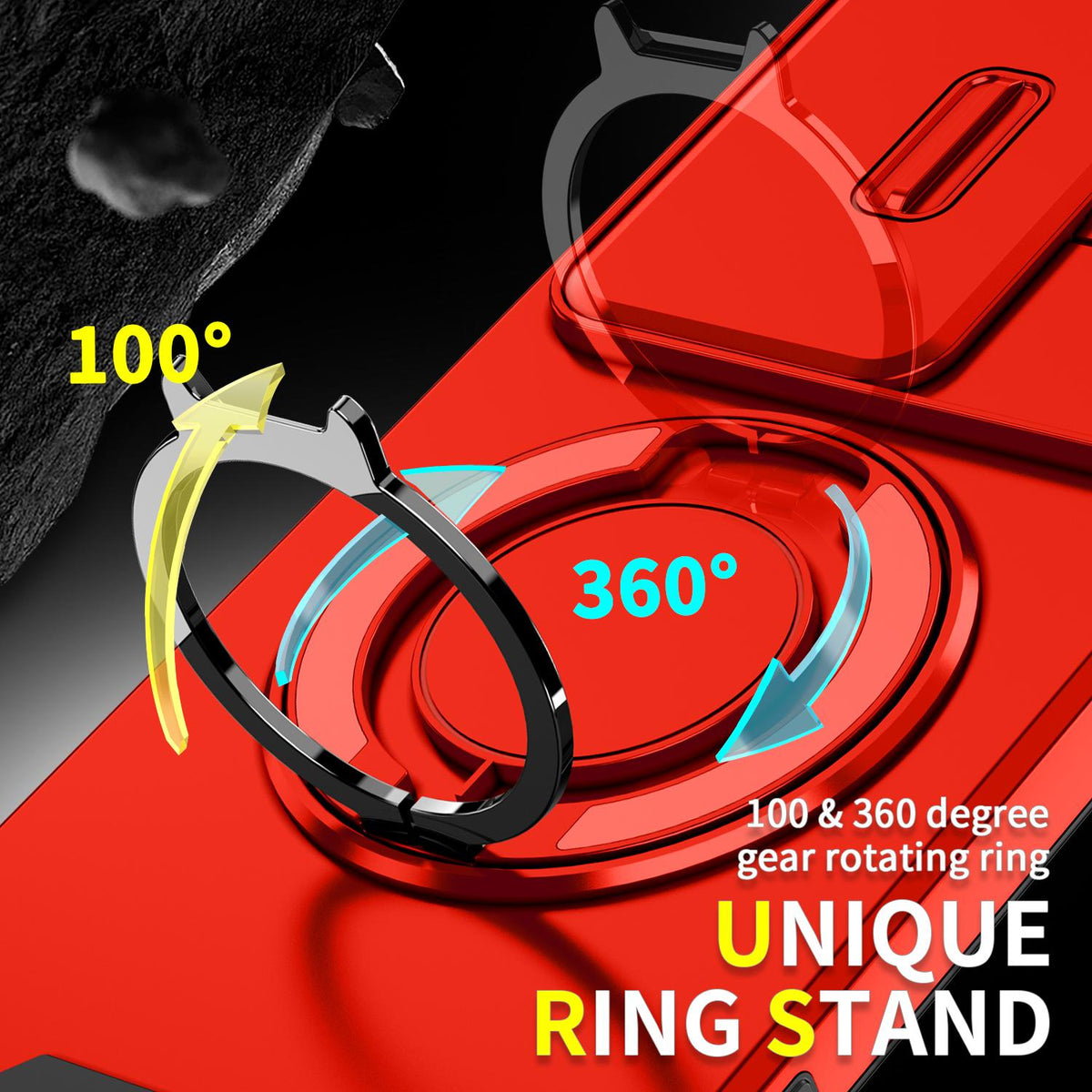 For Tecno Camon 40 Pro 4G Sliding Camshield Ring Holder Phone Case - Red - EDA010162901C