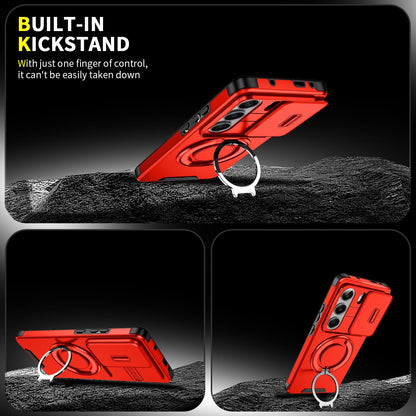 For Tecno Camon 40 Pro 4G Sliding Camshield Ring Holder Phone Case - Red - EDA010162901C