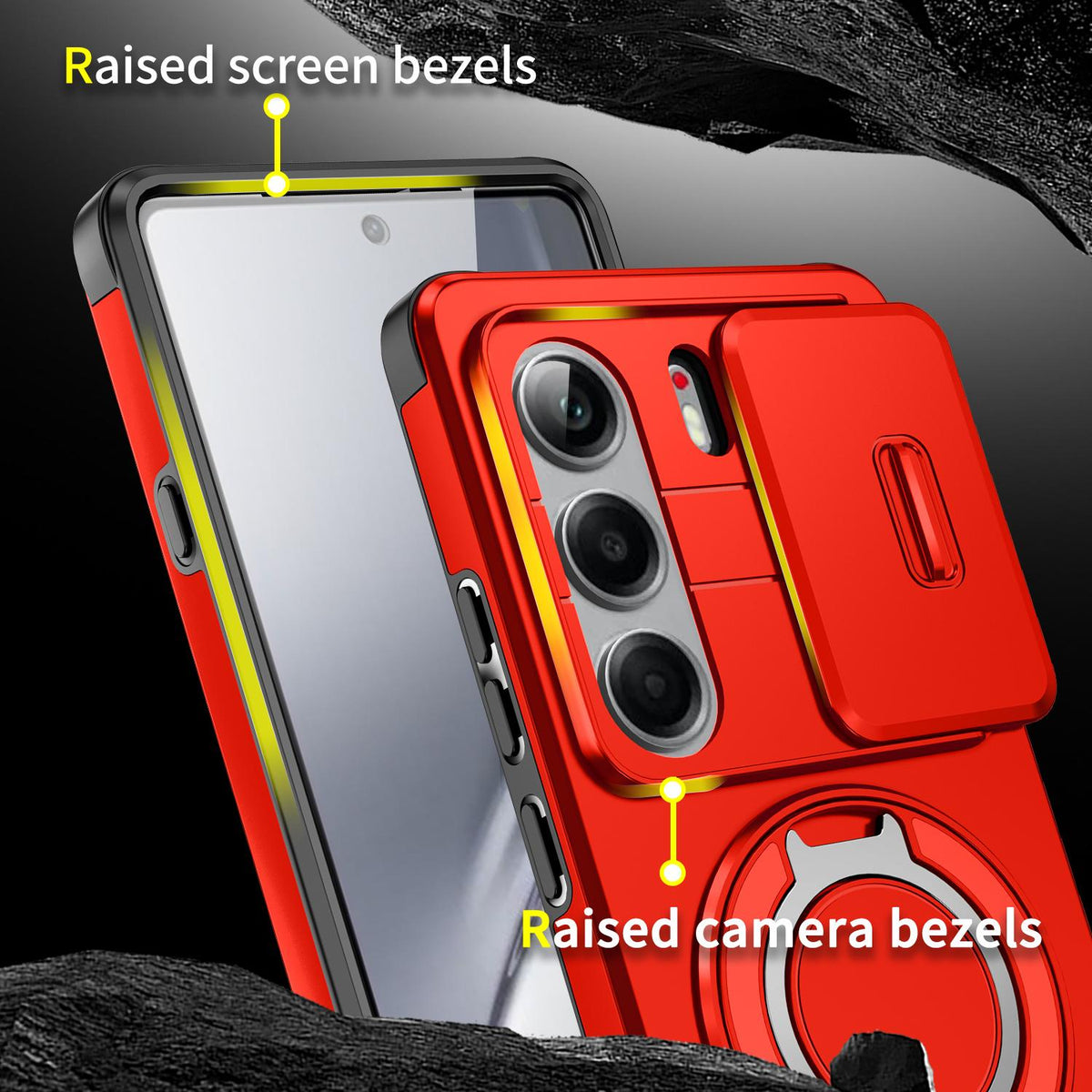 For Tecno Camon 40 Pro 4G Sliding Camshield Ring Holder Phone Case - Red - EDA010162901C