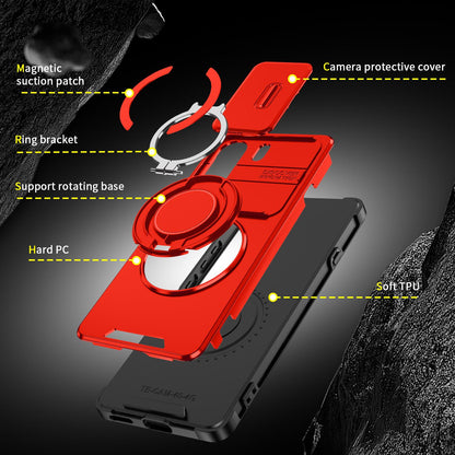For Tecno Camon 40 Pro 4G Sliding Camshield Ring Holder Phone Case - Red - EDA010162901C