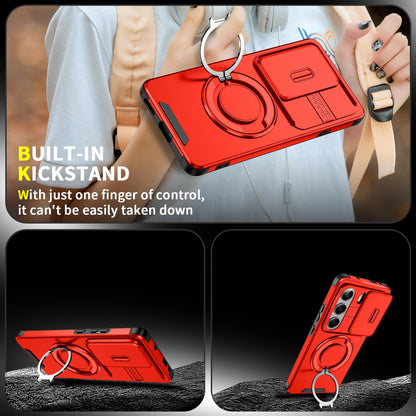 For Tecno Camon 40 Pro 4G Sliding Camshield Ring Holder Phone Case - Red - EDA010162901C