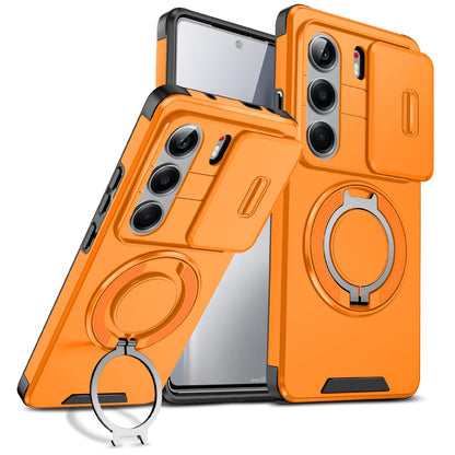 For Tecno Camon 40 Pro 4G Sliding Camshield Ring Holder Phone Case - Orange - EDA010162901D