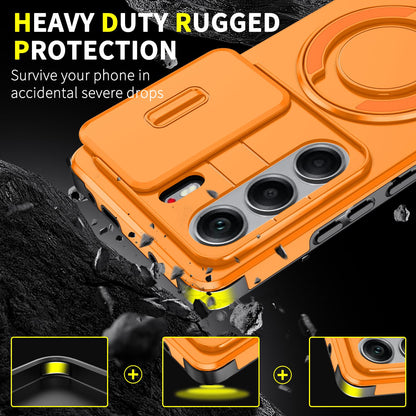 For Tecno Camon 40 Pro 4G Sliding Camshield Ring Holder Phone Case - Orange - EDA010162901D