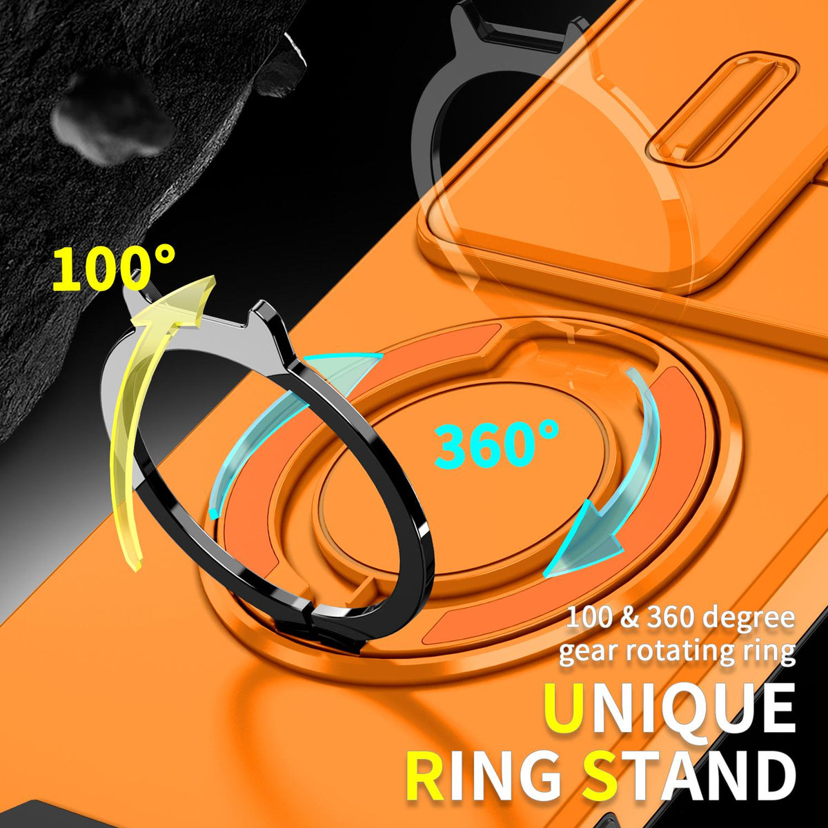 For Tecno Camon 40 Pro 4G Sliding Camshield Ring Holder Phone Case - Orange - EDA010162901D
