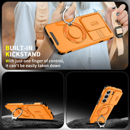 For Tecno Camon 40 Pro 4G Sliding Camshield Ring Holder Phone Case - Orange - EDA010162901D