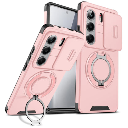 For Tecno Camon 40 Pro 4G Sliding Camshield Ring Holder Phone Case - Pink - EDA010162901E