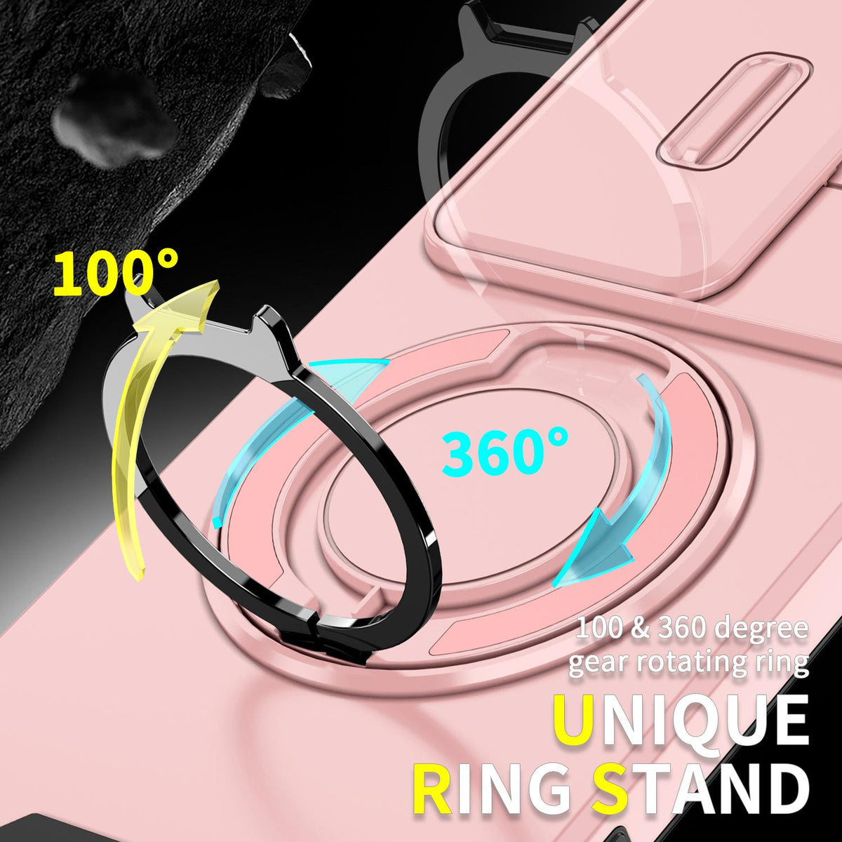 For Tecno Camon 40 Pro 4G Sliding Camshield Ring Holder Phone Case - Pink - EDA010162901E