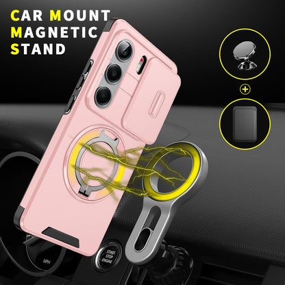 For Tecno Camon 40 Pro 4G Sliding Camshield Ring Holder Phone Case - Pink - EDA010162901E