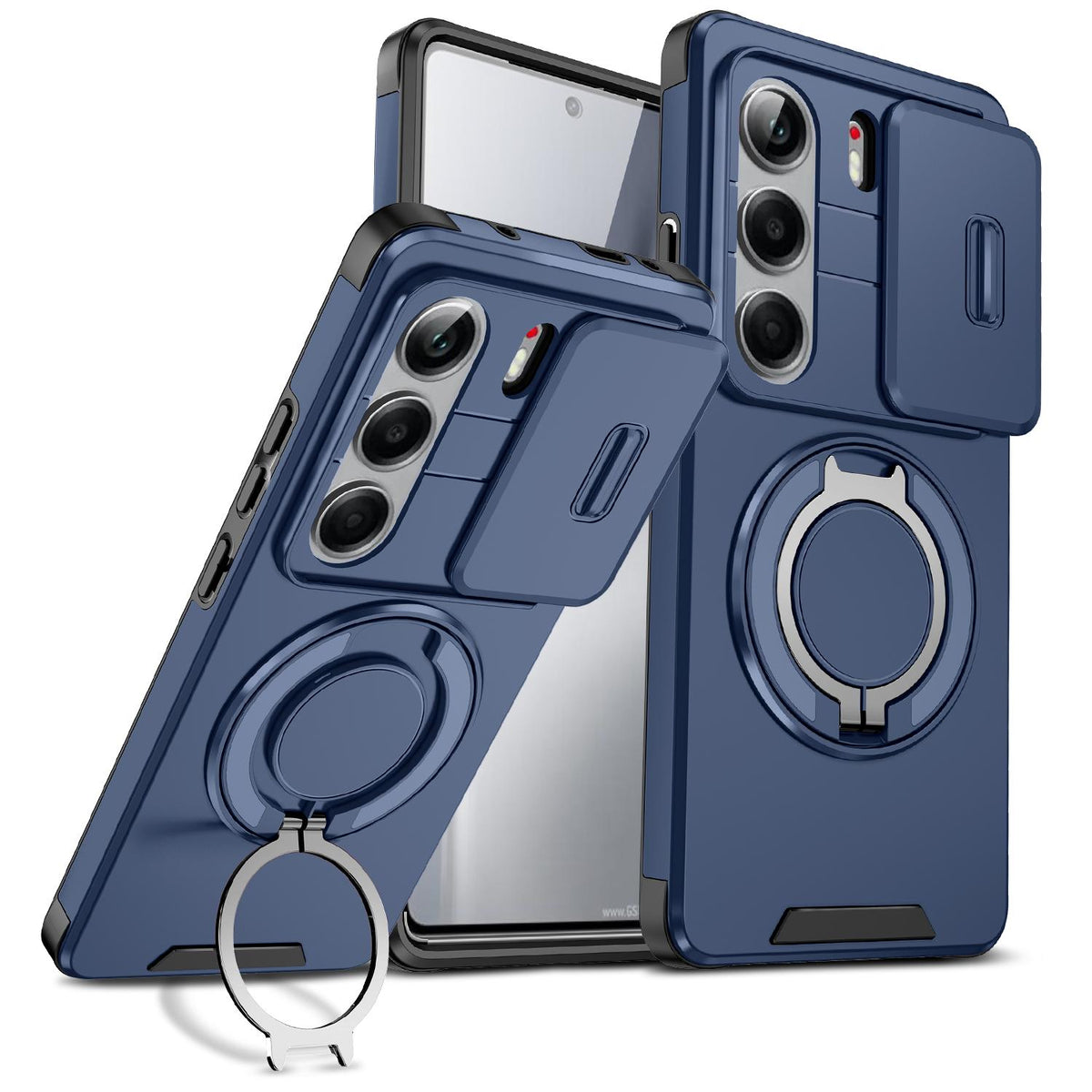 For Tecno Camon 40 Pro 4G Sliding Camshield Ring Holder Phone Case - Blue - EDA010162901F