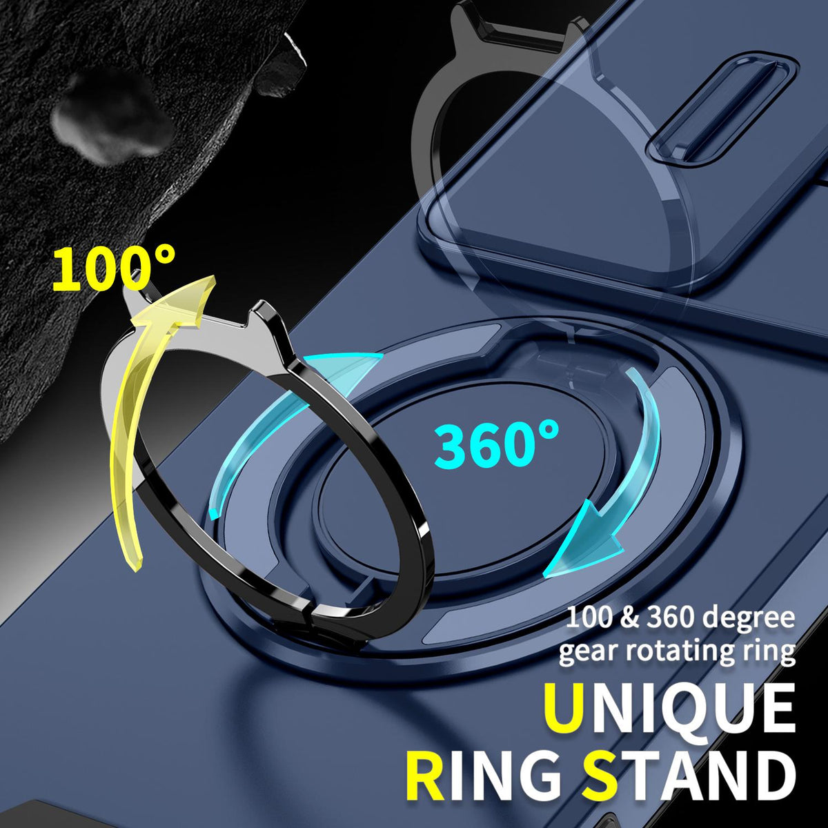 For Tecno Camon 40 Pro 4G Sliding Camshield Ring Holder Phone Case - Blue - EDA010162901F
