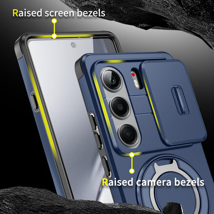 For Tecno Camon 40 Pro 4G Sliding Camshield Ring Holder Phone Case - Blue - EDA010162901F