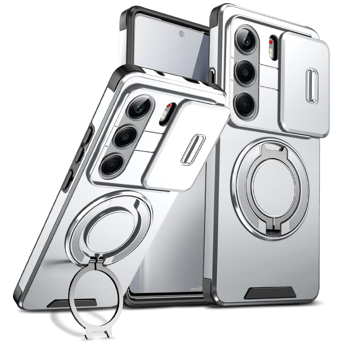 For Tecno Camon 40 Pro 4G Sliding Camshield Ring Holder Phone Case - Silver - EDA010162901G