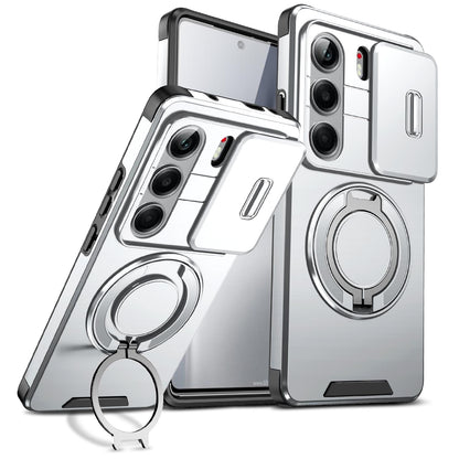 For Tecno Camon 40 Pro 4G Sliding Camshield Ring Holder Phone Case - Silver - EDA010162901G