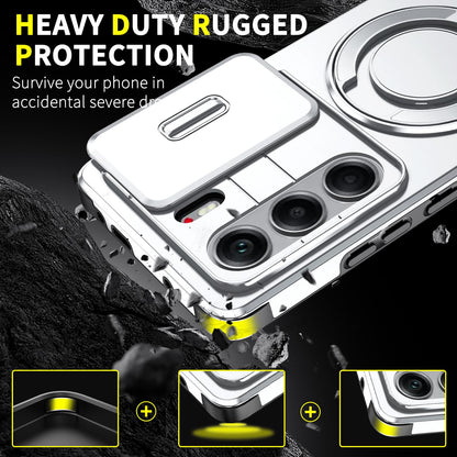For Tecno Camon 40 Pro 4G Sliding Camshield Ring Holder Phone Case - Silver - EDA010162901G