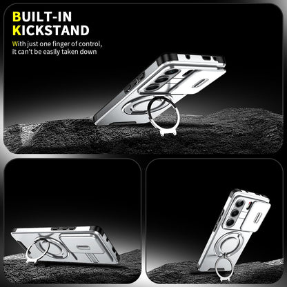 For Tecno Camon 40 Pro 4G Sliding Camshield Ring Holder Phone Case - Silver - EDA010162901G