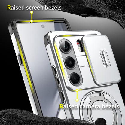 For Tecno Camon 40 Pro 4G Sliding Camshield Ring Holder Phone Case - Silver - EDA010162901G