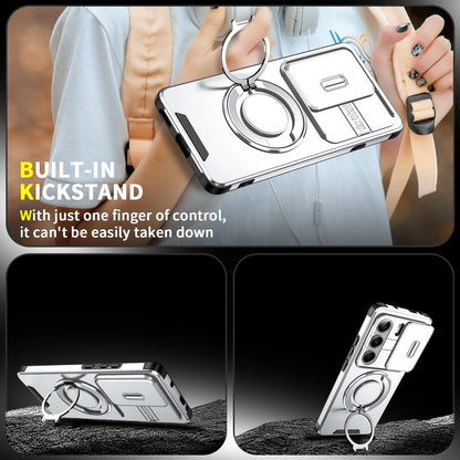 For Tecno Camon 40 Pro 4G Sliding Camshield Ring Holder Phone Case - Silver - EDA010162901G