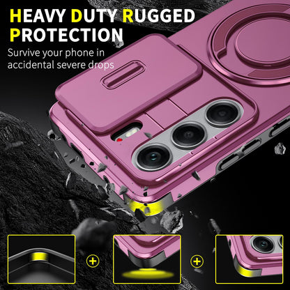 For Tecno Camon 40 Pro 4G Sliding Camshield Ring Holder Phone Case - Cherry Red - EDA010162901H