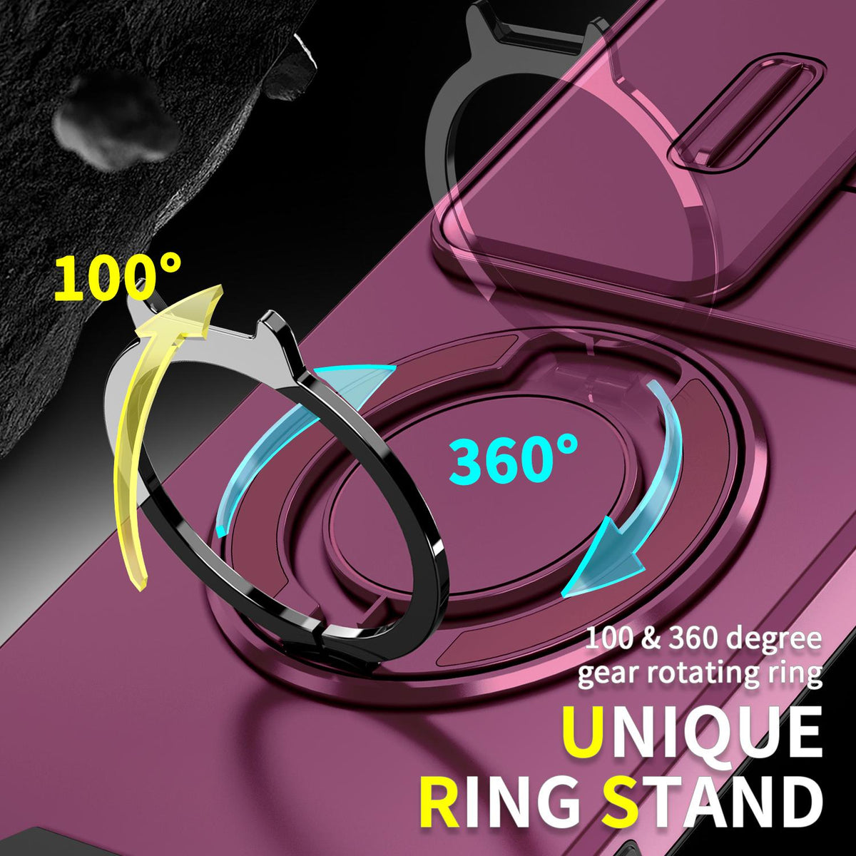 For Tecno Camon 40 Pro 4G Sliding Camshield Ring Holder Phone Case - Cherry Red - EDA010162901H
